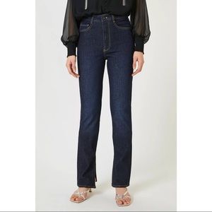 Anthropologie Pilcro The Split Straight High Rise Dark Wash Denim Jeans